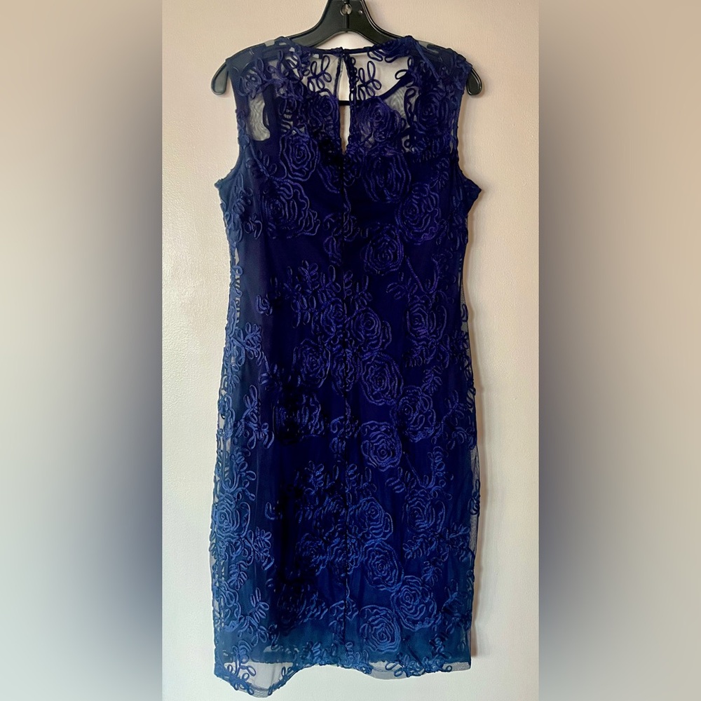 Onyx Nite Navy Blue Lace Floral Dress size 6